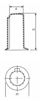 &Oslash;24 Keilnutwelle | Keilwellenschutz (Antriebswelle) mit Flansch | 200 Stk.