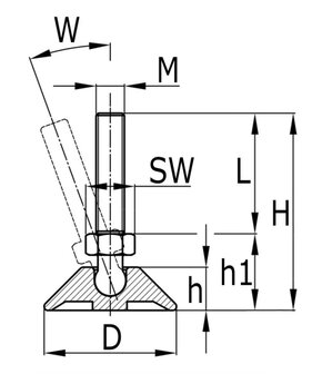 Nivellierfu&szlig; &Oslash;26 | M 8x27 Kugelgelenk