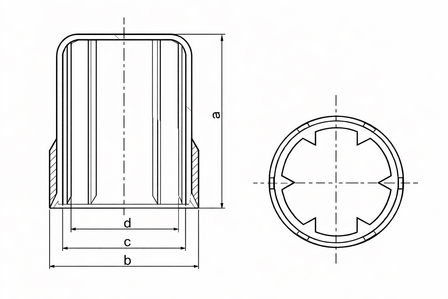 Endkappe mit Gewinde M90 x 100 mm